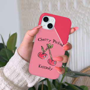 Cherry Pink Modern Tiener Naam Kleurrijke Leuke Zo iPhone 15 Case