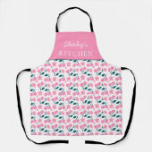 Cherry Pink Personalized Apron | Custom Name Apron Schort (Voorkant)