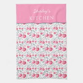 Cherry Pink Personalized Tea Towel | Custom Name K Theedoek (Verticaal)