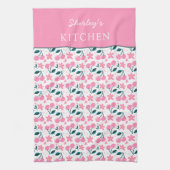 Cherry Pink Personalized Tea Towel | Custom Name K Theedoek (Verticaal)