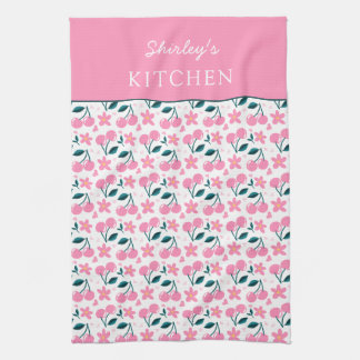 Cherry Pink Personalized Tea Towel | Custom Name K Theedoek
