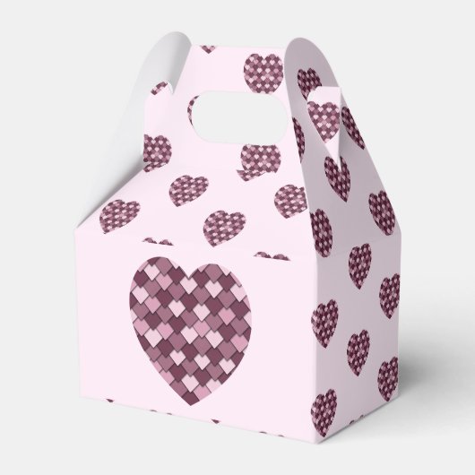 Cherry Pink Square en Diamond hart Bedankdoosjes (Voorkant Zijde)