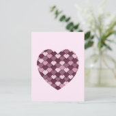 Cherry Pink Square en Diamond hart Briefkaart (Staand voorkant)