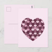 Cherry Pink Square en Diamond hart Briefkaart (Voorkant / Achterkant)