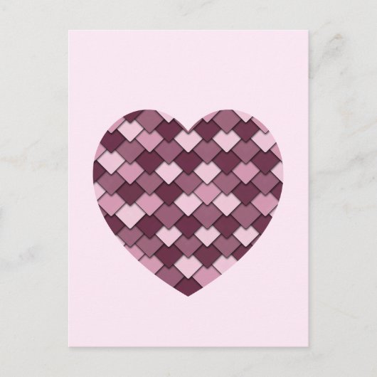Cherry Pink Square en Diamond hart Briefkaart (Voorkant)