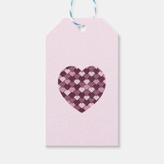 Cherry Pink Square en Diamond hart Cadeaulabel (Voorkant)
