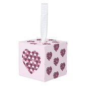 Cherry Pink Square en Diamond hart Decoratie (Voorkant hoekig)