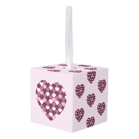 Cherry Pink Square en Diamond hart Decoratie (Achter hoekig)