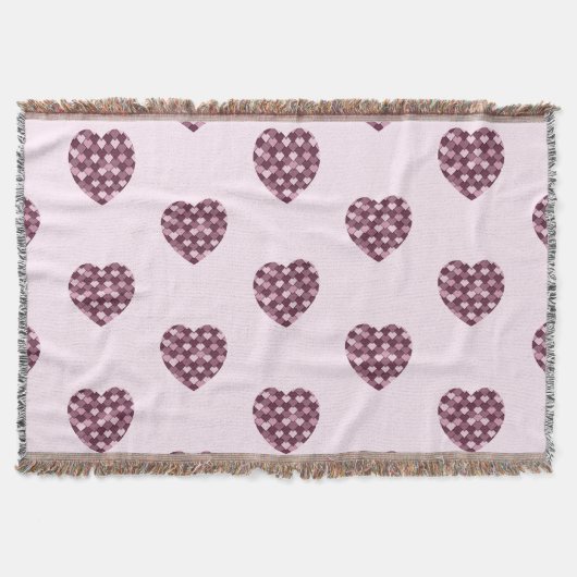 Cherry Pink Square en Diamond hart Deken (Voorkant)