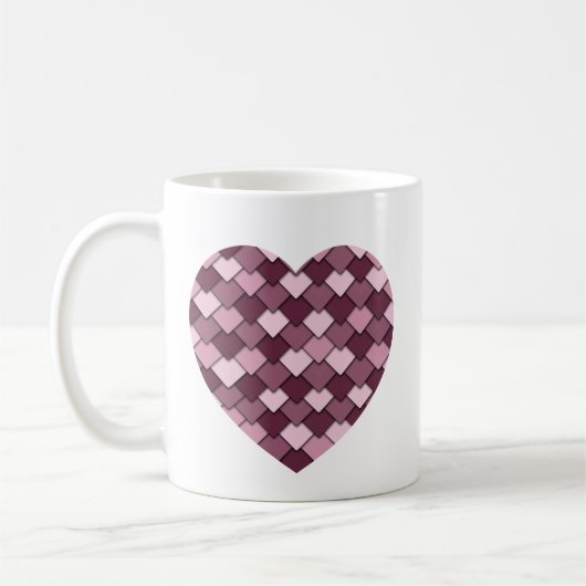 Cherry Pink Square en Diamond hart Koffiemok (Links)