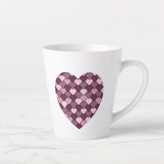 Cherry Pink Square en Diamond hart Latte Mok (Rechts)