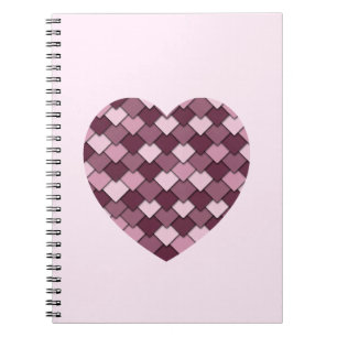 Cherry Pink Square en Diamond hart Notitieboek
