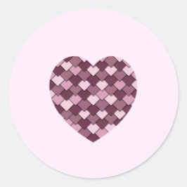 Cherry Pink Square en Diamond hart Ronde Sticker