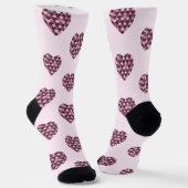 Cherry Pink Square en Diamond hart Sokken (Gebogen)