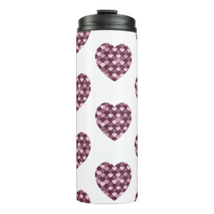 Cherry Pink Square en Diamond hart Thermosbeker