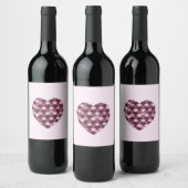 Cherry Pink Square en Diamond hart Wijn Etiket (Flessen)