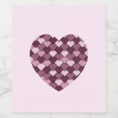 Cherry Pink Square en Diamond hart Wijn Etiket (Enkel label)