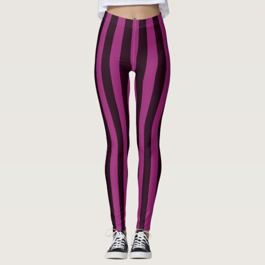 Cherry Pink Verticale Stripes Decor on Leggings (Voorkant)