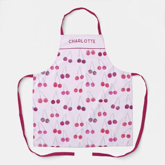 Cherry Pink Waterverf gepersonaliseerd Schort (Voorkant)