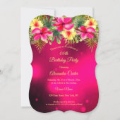 Cherry Pink yellow Hibiscus Tropical Floral Party Kaart (Voorkant)