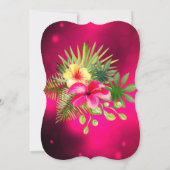 Cherry Pink yellow Hibiscus Tropical Floral Party Kaart (Achterkant)