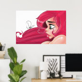 Cherry Pinup Poster: "Profiel" Poster (Thuiskantoor)