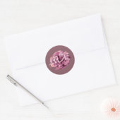Cherry Plum Roos bruiloft monogram Ronde Sticker (Envelop)