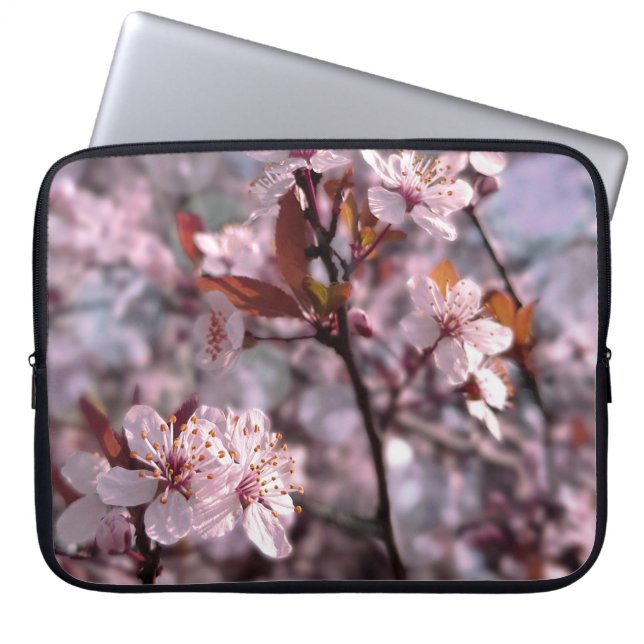 Cherry Plum Tree Roze Laptop Sleeve (Voorkant)