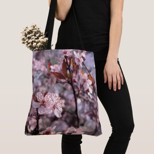 Cherry Plum Tree Roze Tote Bag (Dichtbij)