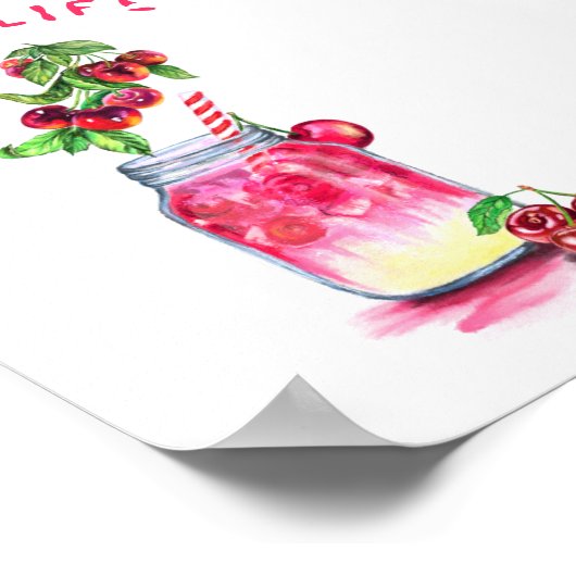Cherry Poster Juice Cool Drink Fruits Zomerfeest (Hoek)