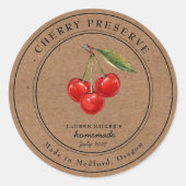  Cherry Preserve Jam Kraft papier potje label (Voorkant)