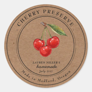  Cherry Preserve Jam Kraft papier potje label