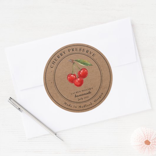  Cherry Preserve Jam Kraft papier potje label (Envelop)