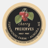 Cherry PReserves Black en Kraft Cherries Ronde Sticker (Voorkant)