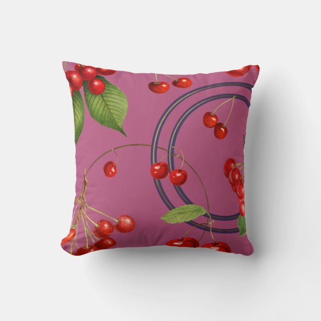 Cherry Print Pattern | Roze Kussen (Voorkant)