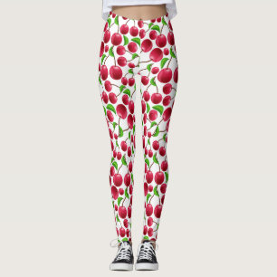 Cherry Print Retro Cherries Yoga Pilates Pants Leggings