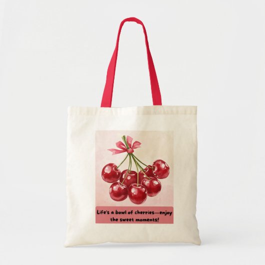 Cherry Quote Canvas tas – Fris en Inspirerend (Voorkant)