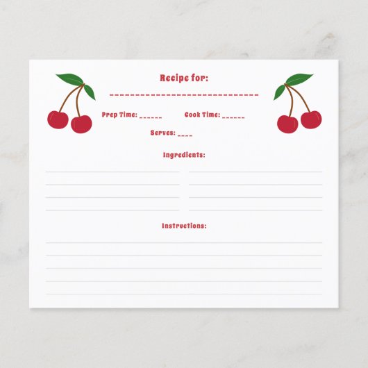 Cherry Recept Kaart (Voorkant)