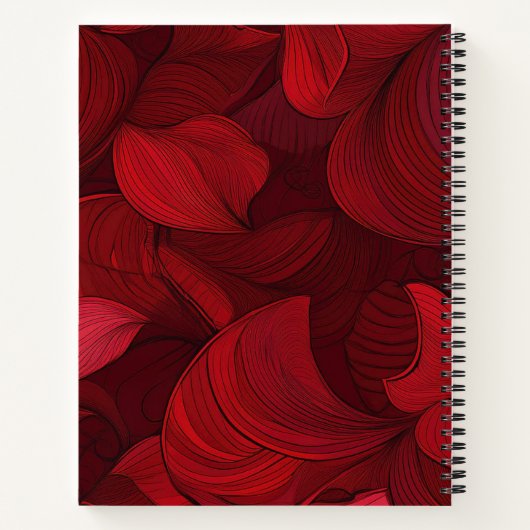 Cherry Red Abstract Leaf gepersonaliseerd Notitieboek (Achterkant)