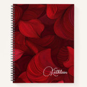 Cherry Red Abstract Leaf gepersonaliseerd Notitieboek (Voorkant)