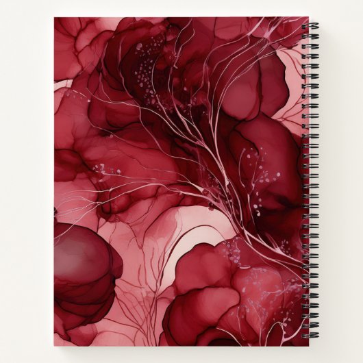 Cherry Red Alcohol Ink gepersonaliseerd Notitieboek (Achterkant)
