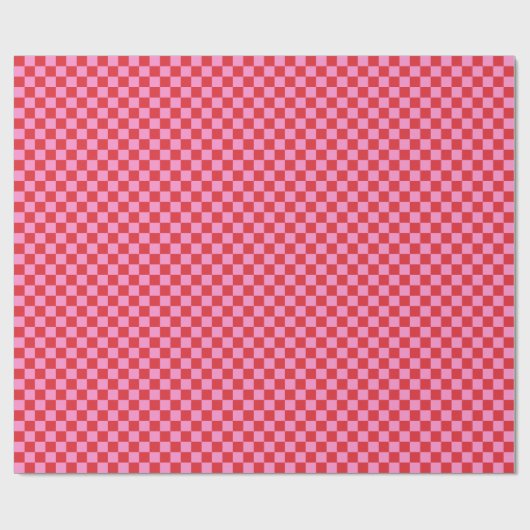 Cherry Red and Pink Checkerboard Cadeaupapier (Vlak)