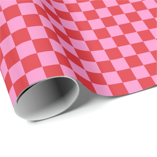 Cherry Red and Pink Checkerboard  Cadeaupapier (Rol Hoek)