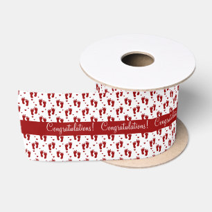 Cherry Red Baby Voetafdrukken en hart Satijnen Lint