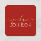 Cherry Red Black Gold gepersonaliseerde naam minim Vierkante Visitekaartje (Voorkant)