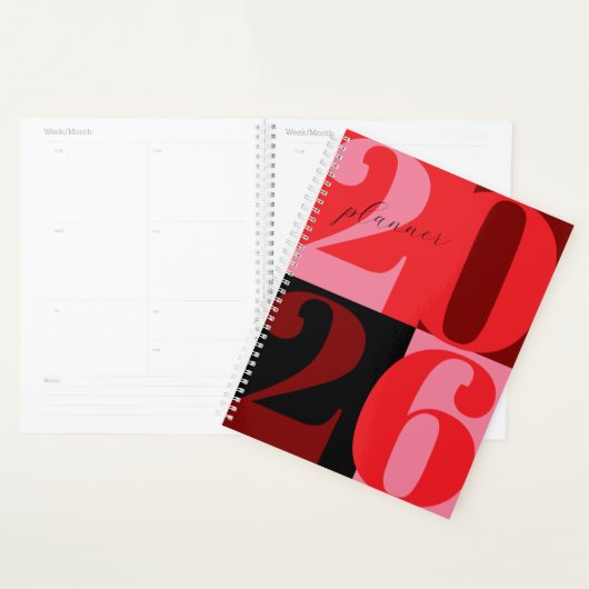 Cherry Red Bold Year Color Block Planner (Display)