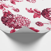 Cherry Red Botanische Floral Toile Cadeaupapier (Hoek)