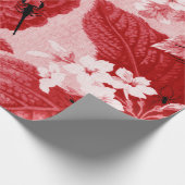 Cherry Red  Botanische Floral Toile Cadeaupapier (Hoek)
