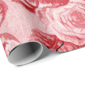 Cherry Red  Botanische Floral Toile Cadeaupapier (Rol Hoek)