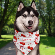 Cherry Red Bow Hearts Hondennaam
